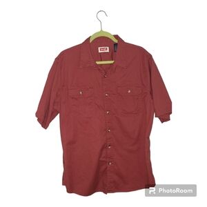 WRANGLER Stretch Mens Plain Shirt Red‎ Large